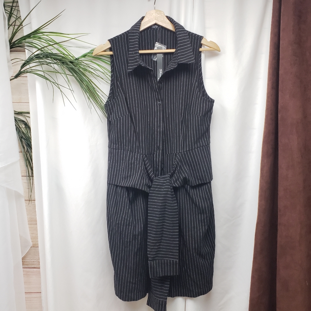 Shelly Collection 100% Cotton Pin Striped Button Up Midi